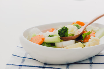 Mix salad vegetables diet food concept on white background