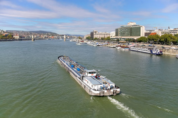 Cargo ship on the Danube river