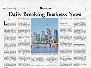 Business Titelseite einer fiktiven Zeitung