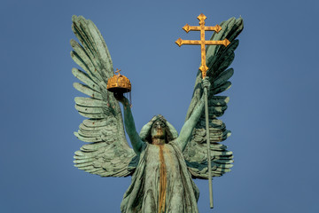 Scuplture of Gabriel archangel in Budapest, Heroes' Square