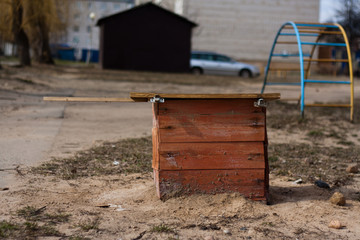 wooden box with sand to extinguish fires