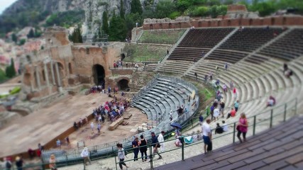 The Greek Theatre of Taormina or Teatro Antico di Taormina, an ancient Greek theatre in Taormina, Sicily, Italy