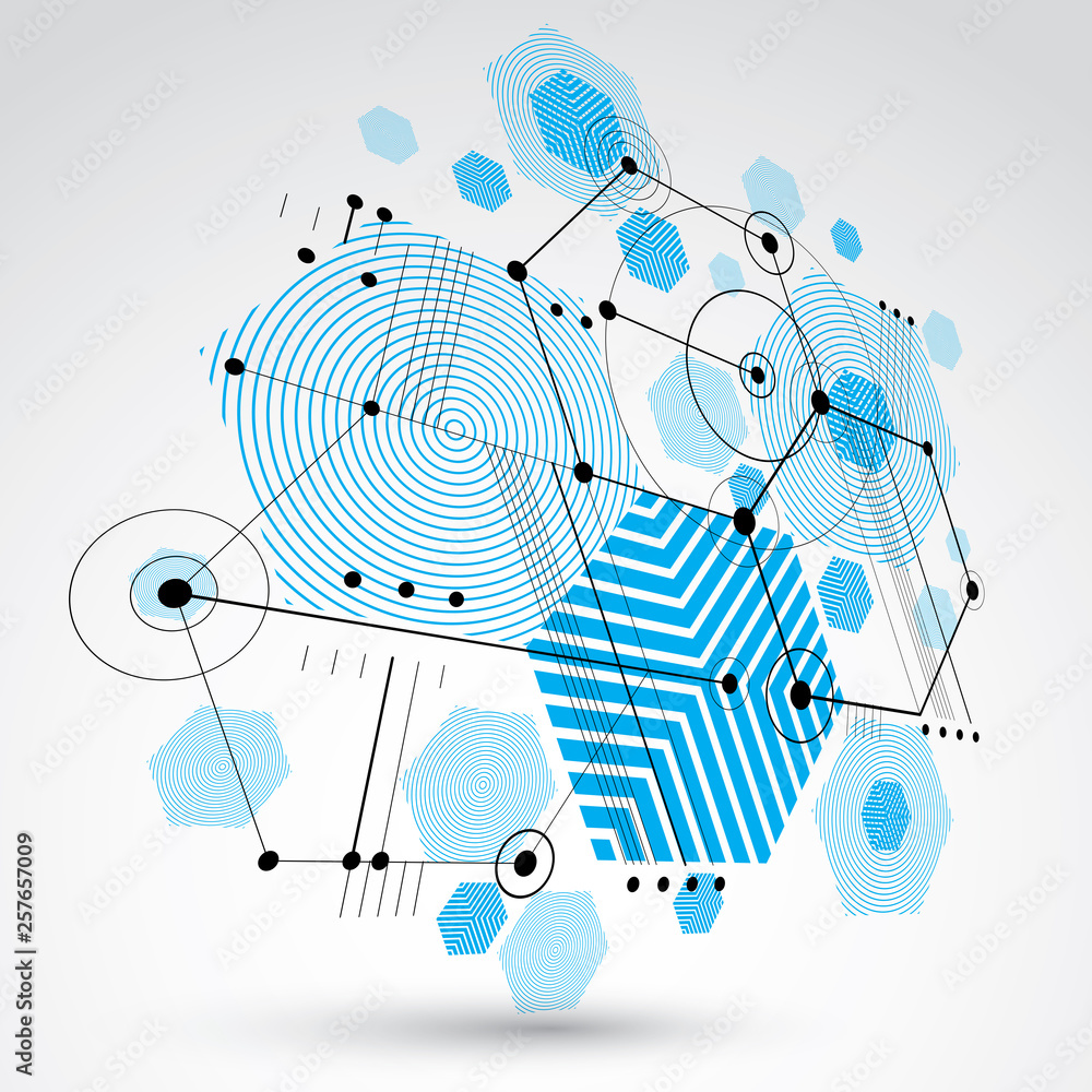 Poster 3d vector abstract background created in bauhaus retro style. modern geometric composition can be us