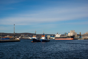 Fototapeta na wymiar Wharf in the port in Gdynia, Pomorskie, Poland