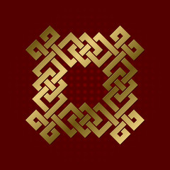 Sacred geometric symbol of square plexus. Golden mandala logo.
