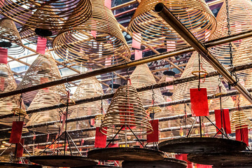 Incense spirals in a Buddhist Temple in Hong Kong