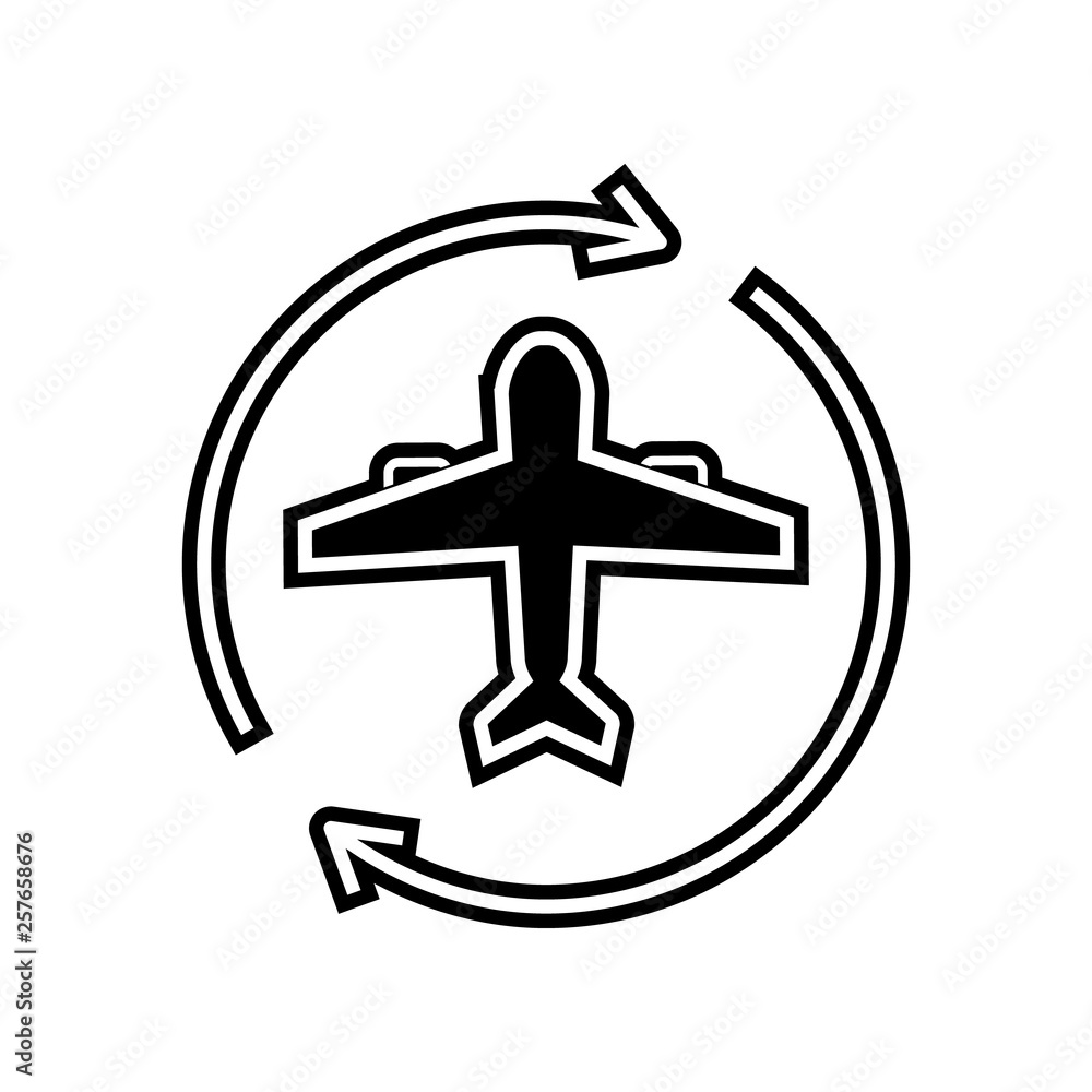 Poster airplane circle arrow icon. element of logistics for mobile concept and web apps icon. glyph, flat i
