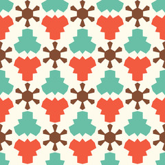 Bright seamless pattern with alternating geometric shapes.