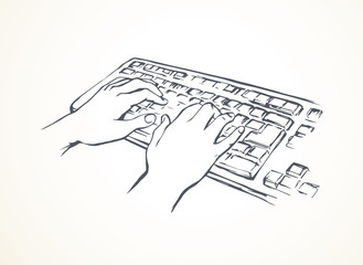 Laptop. View from above. Vector drawing