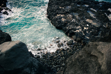 Ocean Waves on Island Coast and Shoreline Landscape Nature Photo