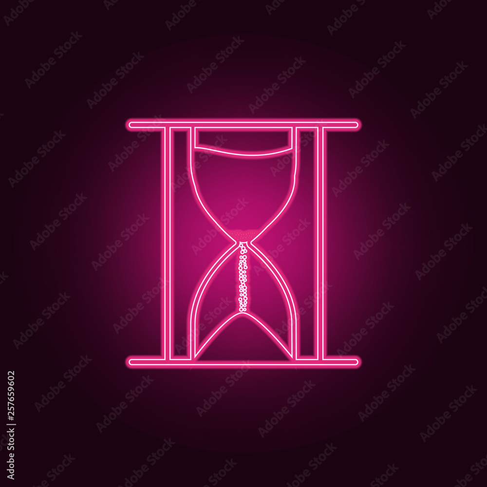 Poster hourglass icon. elements of measuring elements in neon style icons. simple icon for websites, web de