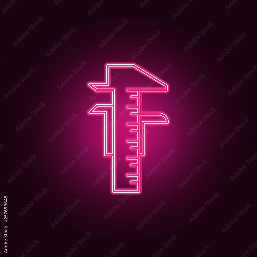 Poster calipers icon. elements of measuring elements in neon style icons. simple icon for websites, web des
