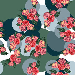 seamless pattern with painted roses