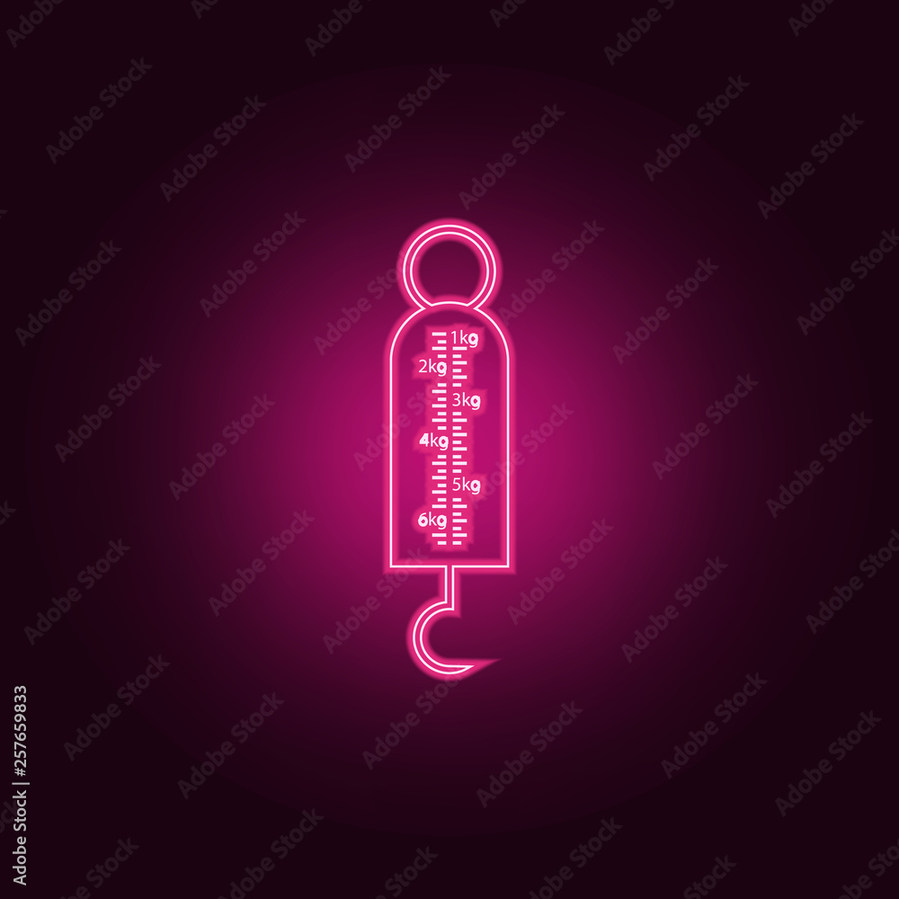 Poster vintage hook scales icon. elements of measuring elements in neon style icons. simple icon for websit