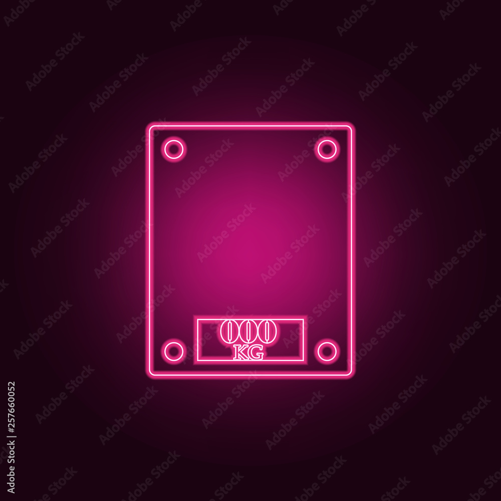 Poster bath scales icon. elements of measuring elements in neon style icons. simple icon for websites, web 