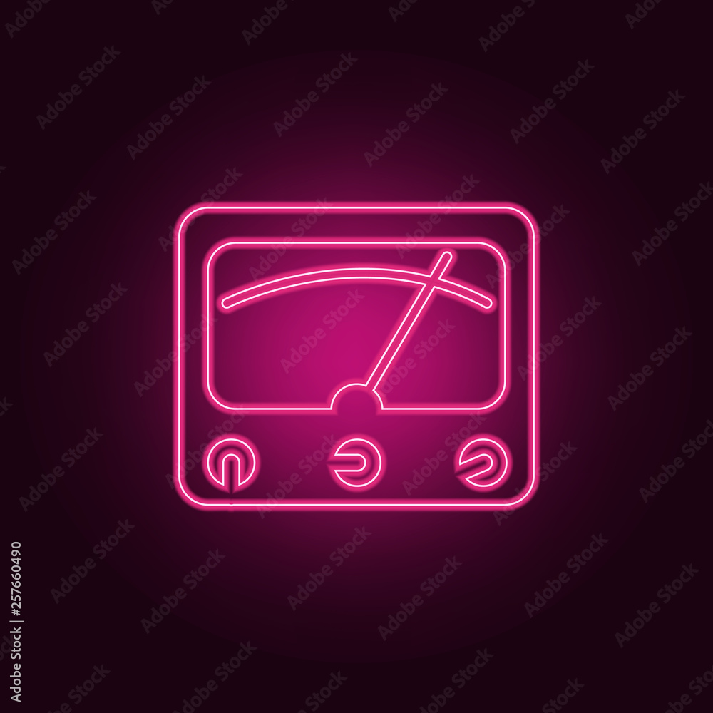 Poster voltmeter icon. elements of measuring elements in neon style icons. simple icon for websites, web de