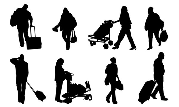 Silhouettes Of People With Luggage