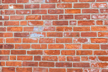 Old weathered red bricks with paint splatter.