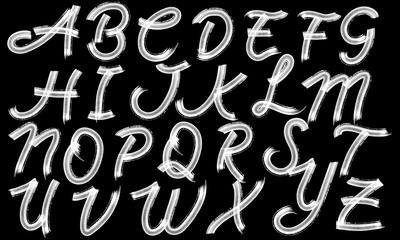 Hand drawn brush alphabet .stock vector font typeface