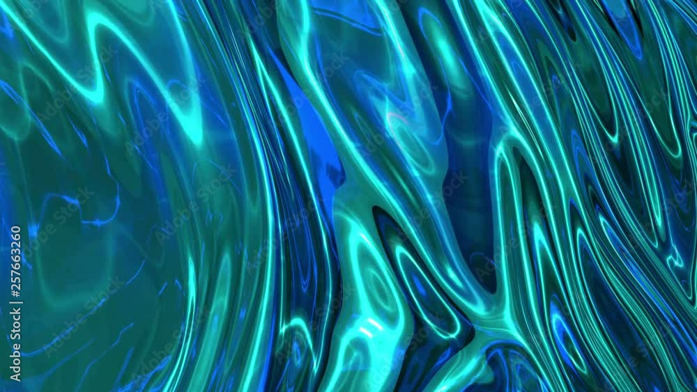Poster blue shiny fabric in slow motion. the fabric develops smoothly in the wind. wind waves spread throug