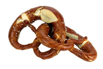 two pretzel connected with white background