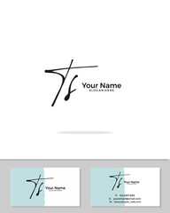 T S TS initial handwriting logo template vector.  signature logo concept