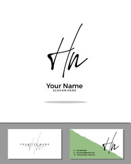 H N HN initial handwriting logo template vector.  signature logo concept
