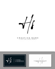 H S HS initial handwriting logo template vector.  signature logo concept