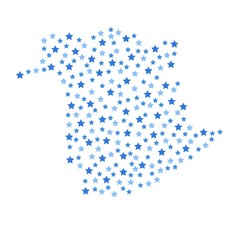 New Brunswick Canadian province map background with blue stars of different sizes vector illustration eps