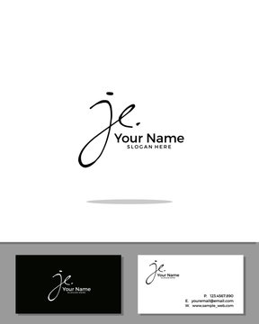 J E JE initial handwriting logo template vector.  signature logo concept