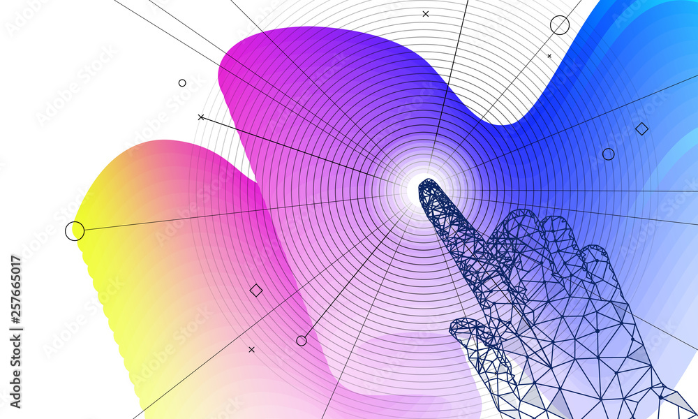 Fototapete abstract future realistics shape objects. innovations blend systems and technologies in big data. de
