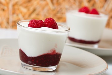 Yogurt with raspberries