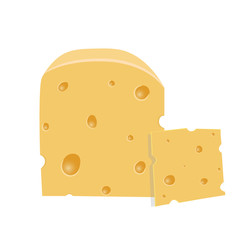 Cheese isolated on white background. Cartoon. Vector.