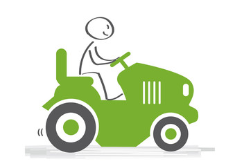 Gärtner mit Aufsitz-Rasenmäher bei der Rasenpflege