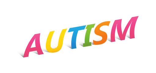 AUTISM upright paper letters typography