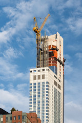 Naklejka premium Close-up view of modern skyscrapers in Financial District Lower Manhattan New York City