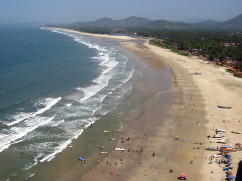 The sea view from Gopura tower in Shiva tample in Murudeshvar, Karnataka, India