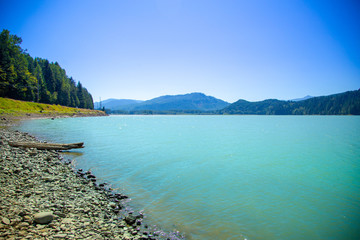 Emerald lake mountain scape