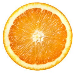 Slice of orange isolated on white background.