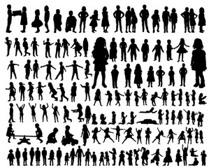vector, kids silhouettes collection