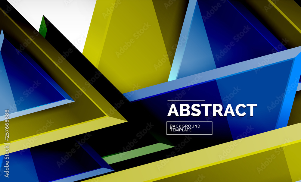 Fototapete tech futuristic geometric 3d shapes, minimal abstract background