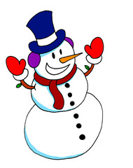 Illustration of a snowman with arms outstretched to give a hug