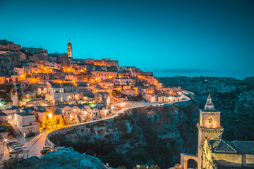 Sassi di Matera at twilight, Basilicata, Italy