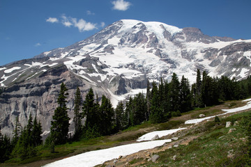 Naklejka premium Glacier fields steps mountain summit