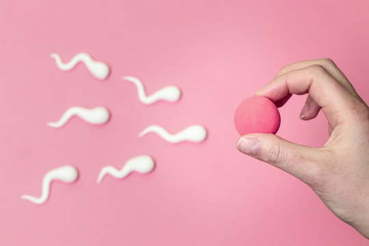 Sperm swimming toward egg concept.