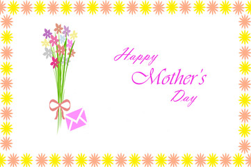 Happy mother's day - greeting card with flowers on white 