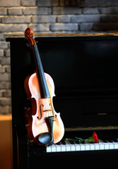 Violin and piano, indoors