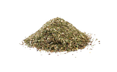 green savory mix or Chubritsa heap isolated on white background. front view