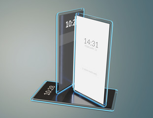 translucent transparent mobile phone 3d-illustration