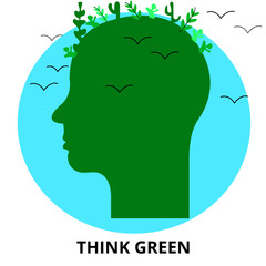 Think Green Abstract Icon Surrealism Concept Illustration Vector